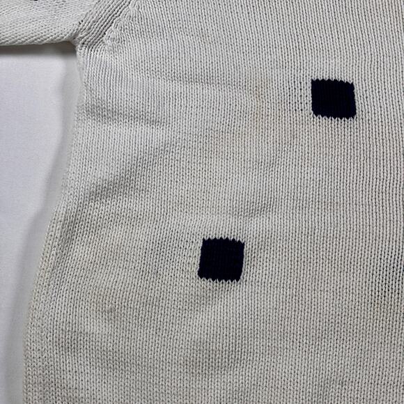 Vintage 1990s Brooks Brothers Knit Sweater Navy Blue Squares Short Sleeve AS IS - Picture 11 of 16